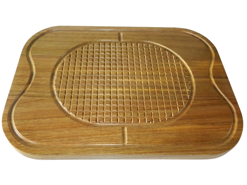 Professional-grade Acacia Wood Carving Board with Grid Texture